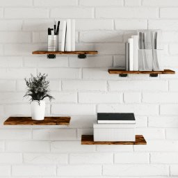 Gossi rafturi perete 4 buc. stejar fumuriu 40x30x1,5 cm lemn compozit