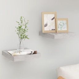 Gossi rafturi perete suspendate 2 buc. gri beton 23x23,5x3,8 cm mdf