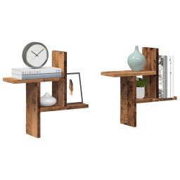 Gossi rafturi perete, 2 buc., lemn vechi, 38x12x38 cm, lemn prelucrat