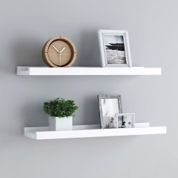 Gossi rafturi rame foto cu bordura, 2 buc., alb, 40 x 9 x 3 cm, mdf
