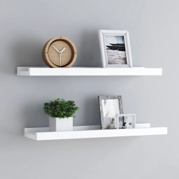 Gossi rafturi rame foto cu bordura, 2 buc., alb, 60 x 9 x 3 cm, mdf