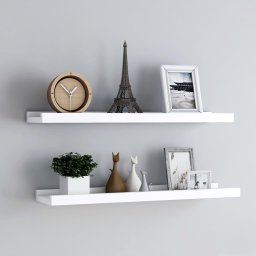 Gossi rafturi rame foto cu bordura, 2 buc., alb, 80 x 9 x 3 cm, mdf
