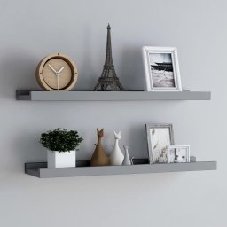 Gossi rafturi rame foto cu bordura, 2 buc., gri, 80 x 9 x 3 cm, mdf