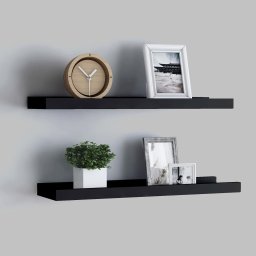 Gossi rafturi rame foto cu bordura, 2 buc., negru, 40 x 9 x 3 cm, mdf