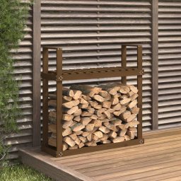 Gossi rastel lemne de foc, maro miere, 110x35x108,5 cm lemn masiv pin