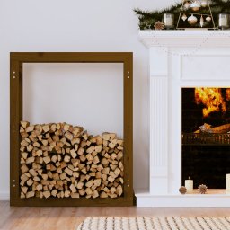 Gossi rastel lemne de foc, maro miere, 80x25x100 cm, lemn masiv pin