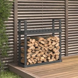 Gossi rastel pentru lemne de foc, gri, 110x35x108,5 cm lemn masiv pin