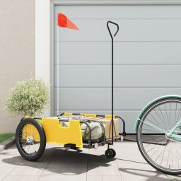 Gossi remorca bicicleta, galben si negru, tesatura oxford si fier