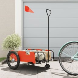Gossi remorca bicicleta, portocaliu si negru, tesatura oxford si fier