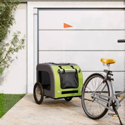 Gossi remorca de bicicleta pentru caini verde&gri, textil oxford&fier