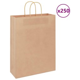 Gossi saci de hartie kraft 250 buc cu manere maro 32x12x42 cm