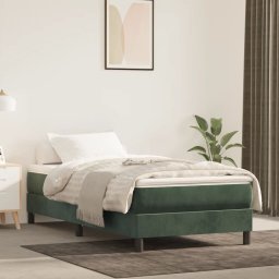 Gossi saltea de pat cu arcuri, verde inchis, 90x200x20 cm, catifea