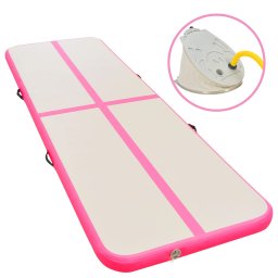 Gossi saltea gimnastica gonflabila cu pompa roz 400x100x10cm pvc