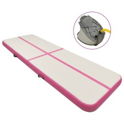 Gossi saltea gimnastica gonflabila cu pompa roz 400x100x20 cm pvc