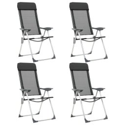 Gossi scaune de camping pliante, 4 buc., negru, aluminiu