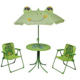 Gossi set bistro pentru copii de gradina, cu umbrela, 3 piese, verde