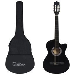 Gossi set chitara clasica occidentala 12 piese 6 corzi negru 38"