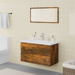 Gossi set de mobilier de baie, stejar fumuriu, lemn prelucrat