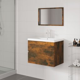 Gossi set de mobilier de baie, stejar fumuriu, lemn prelucrat