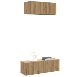 Gossi set dulap tv 2 piese montat pe perete stejar artizanal