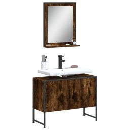 Gossi set dulapuri de baie, 2 piese, stejar afumat, lemn prelucrat