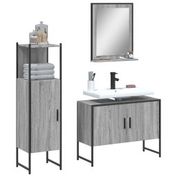 Gossi set dulapuri de baie, 3 piese, gri sonoma, lemn prelucrat