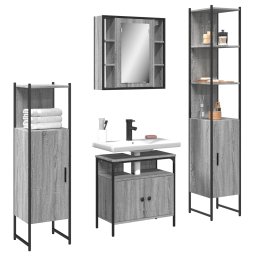 Gossi set dulapuri de baie, 4 piese, gri sonoma, lemn prelucrat