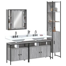 Gossi set dulapuri de baie, 4 piese, gri sonoma, lemn prelucrat