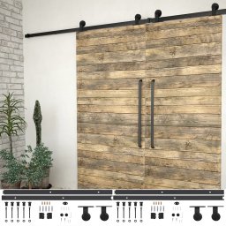Gossi set feronerie usi glisante, 2 buc., negru, 183 cm, otel