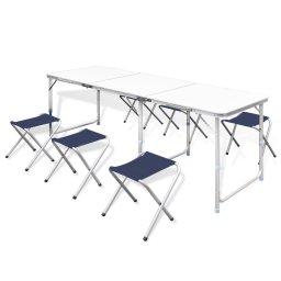 Gossi set masa de camping pliabila cu 6 scaune, reglabil, 180x60 cm