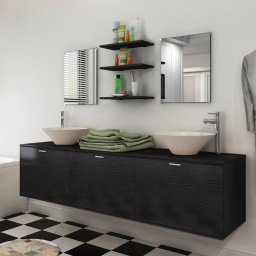 Gossi set mobilier baie format din 8 piese cu chiuvete incluse, negru
