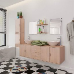 Gossi set mobilier baie format din 9 piese cu chiuvete incluse, bej