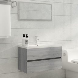 Gossi set mobilier de baie, 2 piese, gri sonoma, lemn prelucrat