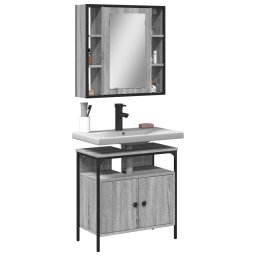 Gossi set mobilier de baie, 2 piese, gri sonoma, lemn prelucrat