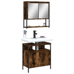 Gossi set mobilier de baie, 2 piese, stejar fumuriu, lemn prelucrat