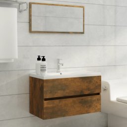 Gossi set mobilier de baie, 2 piese, stejar fumuriu, lemn prelucrat