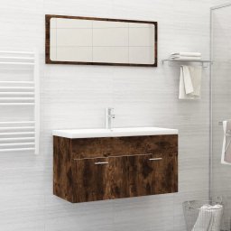 Gossi set mobilier de baie, 2 piese, stejar fumuriu, lemn prelucrat
