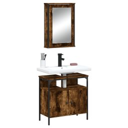 Gossi set mobilier de baie, 2 piese, stejar fumuriu, lemn prelucrat