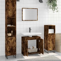 Gossi set mobilier de baie, 2 piese, stejar fumuriu, lemn prelucrat