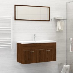 Gossi set mobilier de baie, 2 piese, stejar maro, lemn prelucrat