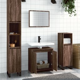 Gossi set mobilier de baie, 2 piese, stejar maro, lemn prelucrat