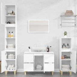 Gossi set mobilier de baie, 3 piese, alb, lemn compozit
