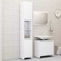 Gossi set mobilier de baie, 3 piese, alb, lemn prelucrat