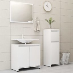 Gossi set mobilier de baie, 3 piese, alb, lemn prelucrat