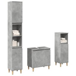 Gossi set mobilier de baie, 3 piese, gri beton, lemn compozit