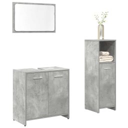 Gossi set mobilier de baie, 3 piese, gri beton, lemn compozit