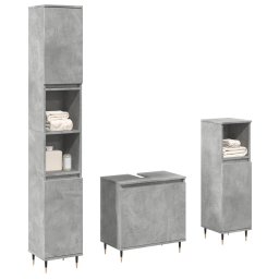 Gossi set mobilier de baie, 3 piese, gri beton, lemn compozit