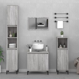 Gossi set mobilier de baie, 3 piese, gri sonoma, lemn prelucrat