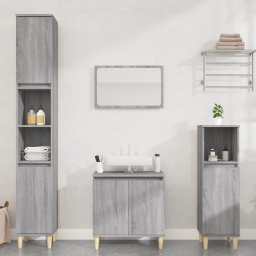 Gossi set mobilier de baie, 3 piese, gri sonoma, lemn prelucrat
