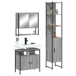 Gossi set mobilier de baie, 3 piese, gri sonoma, lemn prelucrat